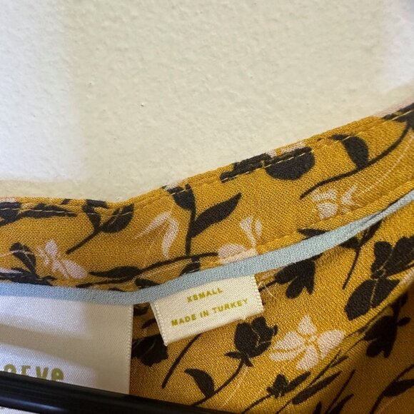 Maeve By Anthropologie Golden Yellow Cheyanne Floral Long Sleeve Blouse Top XS - Picture 3 of 5